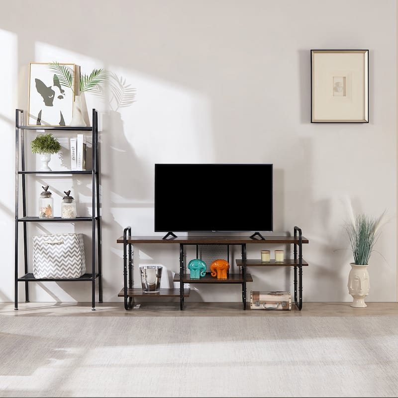 VECELO Industrial TV Stand for TV up to 71 inch,Entertainment Center TV Console Table