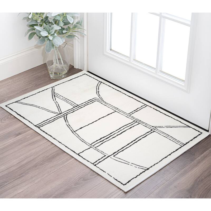 HomeRoots Geometric Rectangle Area Rug - 36.00 in. x 24.00 in.  x 0.60 in.