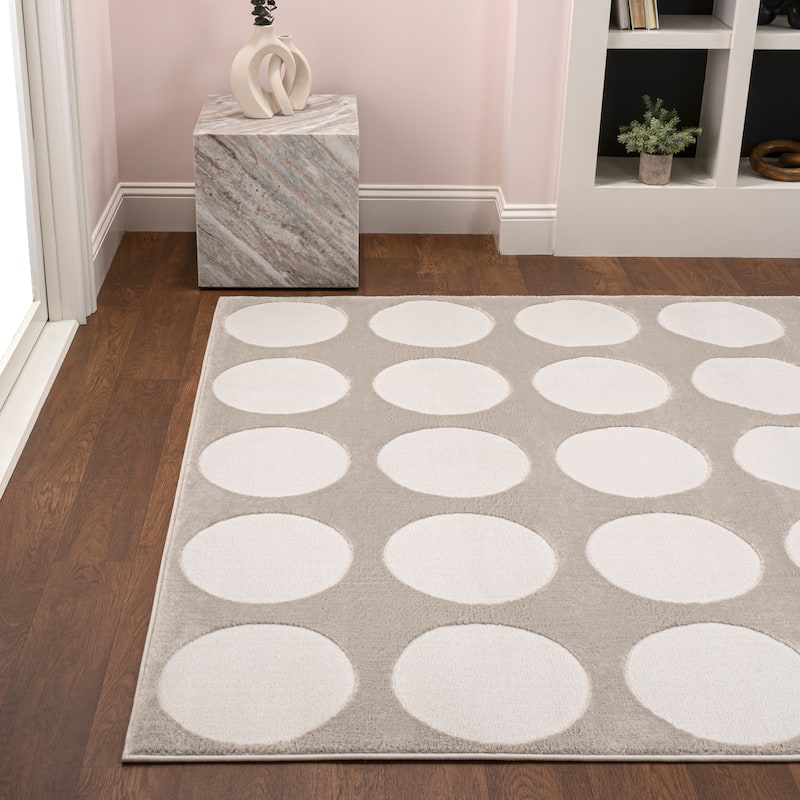 JONATHAN Y Damon Modern Geometric Circle Dot High-Low Area Rug
