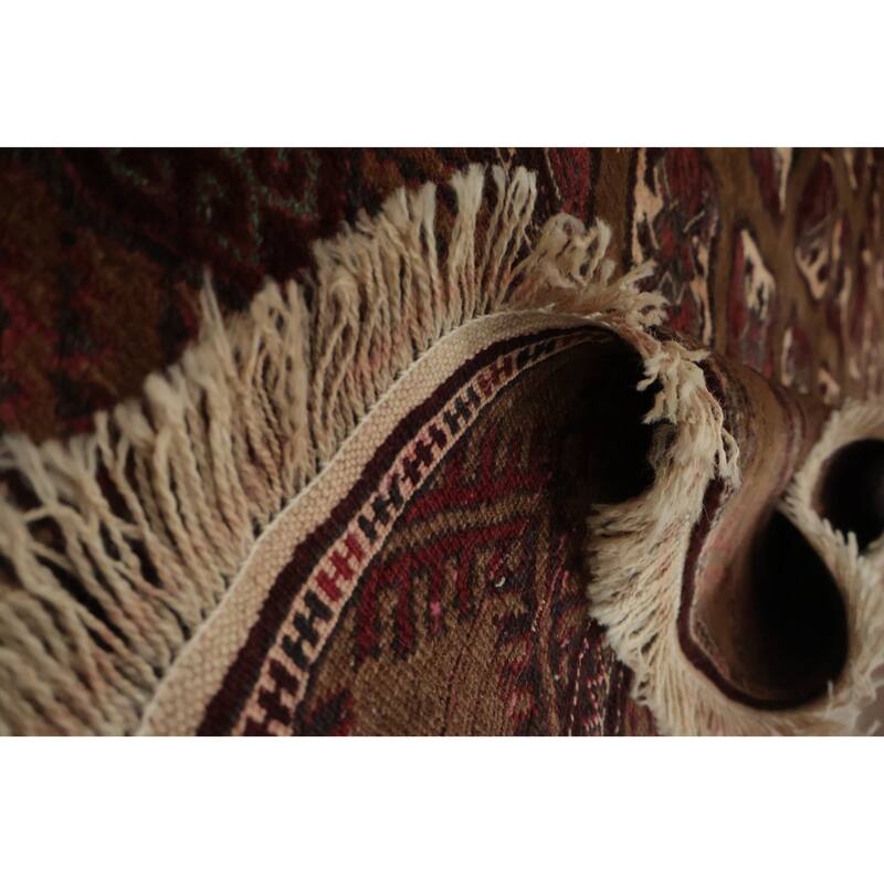 Hand Knotted Oriental 100% Wool Carpet Traditional All-Over Brown Turkoman Area Rug - 10' 6'' X 6' 10''