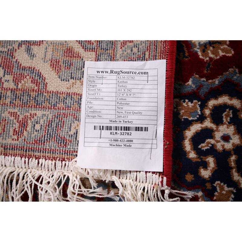 Traditional Floral Red Kashan Turkish Area Rug Machine Made Carpet - 9'7" x 12'6"
