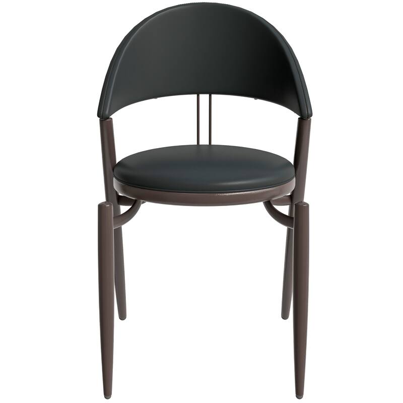 Venice Upholstered Leather Dining Chair Open Back Accent Side Chair with Iron Legs