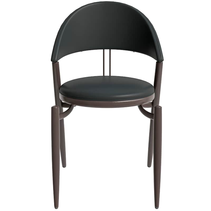 Venice Upholstered Leather Dining Chair (Set of 4) Open Back Accent Side Chair with Iron Legs