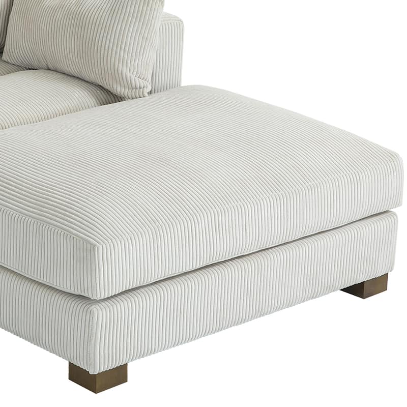 84'' L-Shaped Corduroy Comfy Couch Modular Sectional Sofa With Ottoman