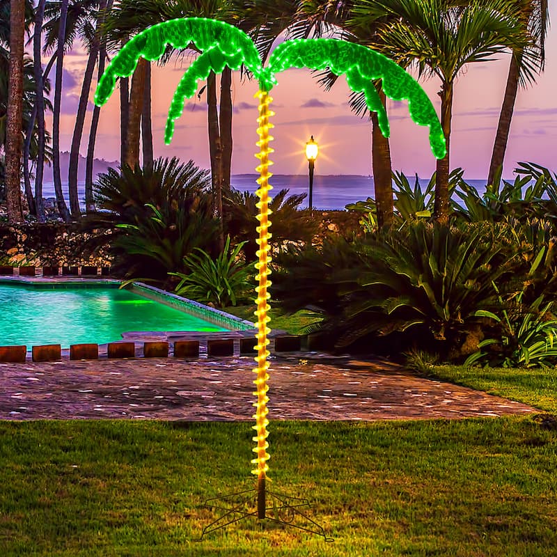 Gymax 7.5 FT Lighted Palm Tree w/332 LED Lights Holographic Trunk & - Multi - See Details - Multi - See Details - overstock.com/bedbathandbeyond.com