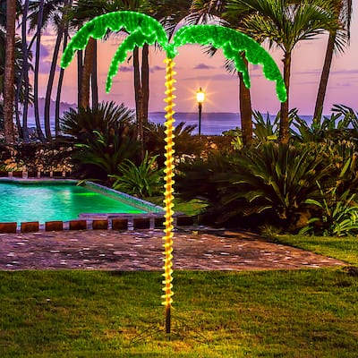 Gymax 7.5 FT Lighted Palm Tree w/332 LED Lights Holographic Trunk & - Multi - See Details