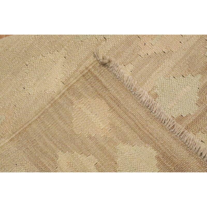 Hand Woven Oriental 100% Wool Carpet Southwestern Tribal Beige & Ivories Kilim Area Rug - 5' 8'' X 4' 0''