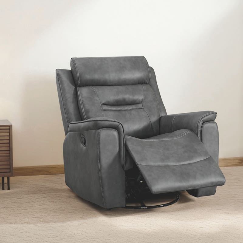 Spruce & Spring Alexis Swivel Manual Recliner Faux Leather Glider Recliner