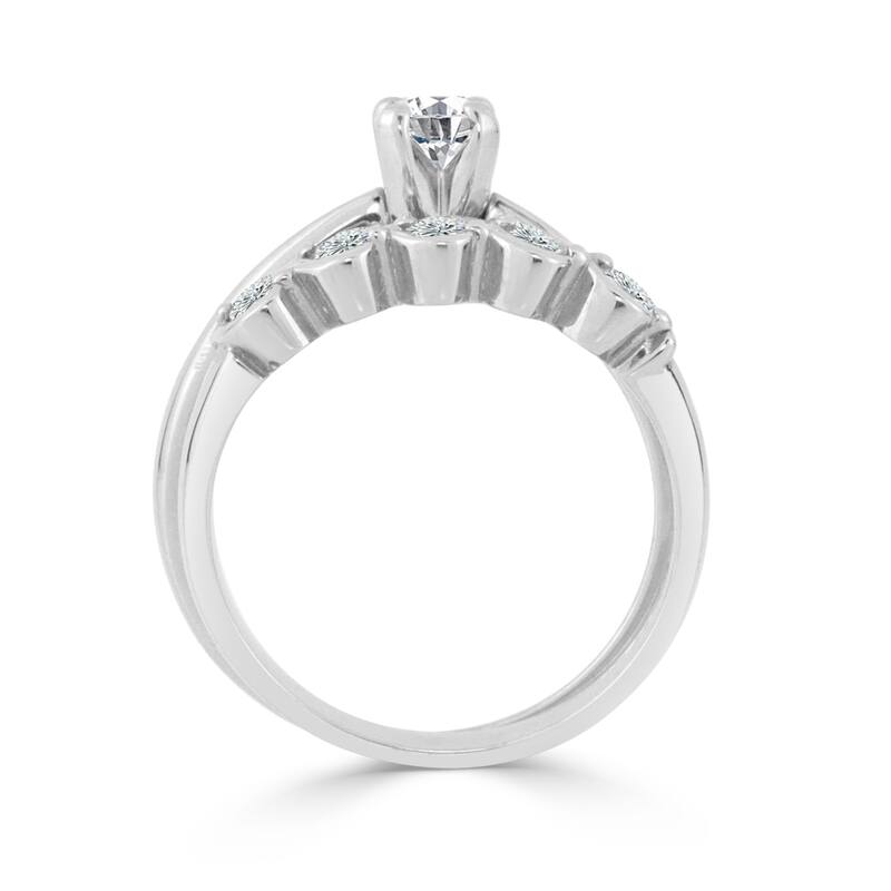 Auriya 14k Gold 2 1/2ct Moissanite and Pave Diamond Engagement Ring 7/8ctw