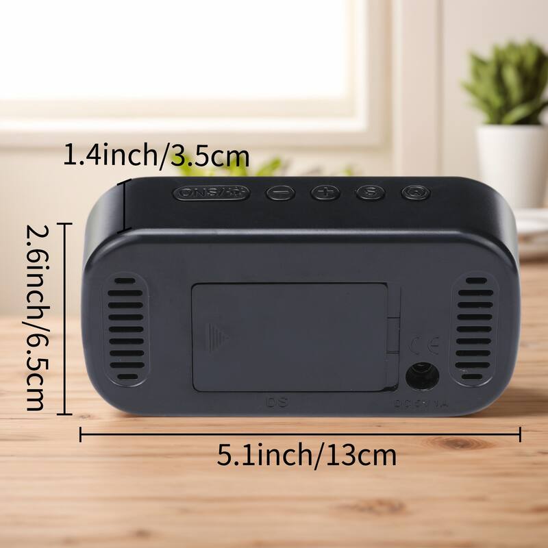 Small Oval Digital Alarm Clock Bedroom, Alarm Clocks Big Numbers Adjustable Dimmable Snooze, 12/24H Deep for Sleepers