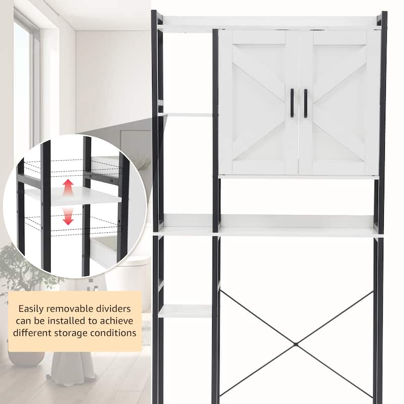 Over The Toilet Storage Cabinet Bathroom Organizer with Double Doors