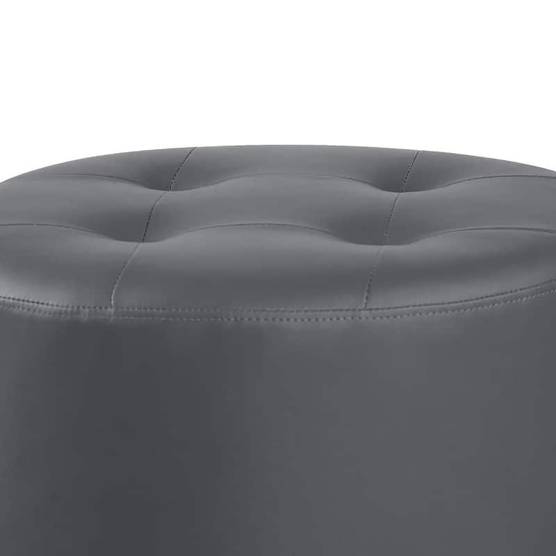 Grey Round Ottoman - Grey