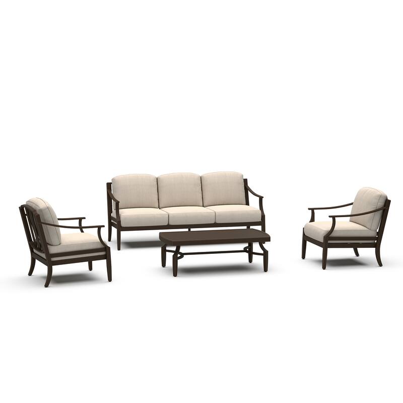 Patio Aluminum Conversation Sofa Set With Sunbrella Cushions