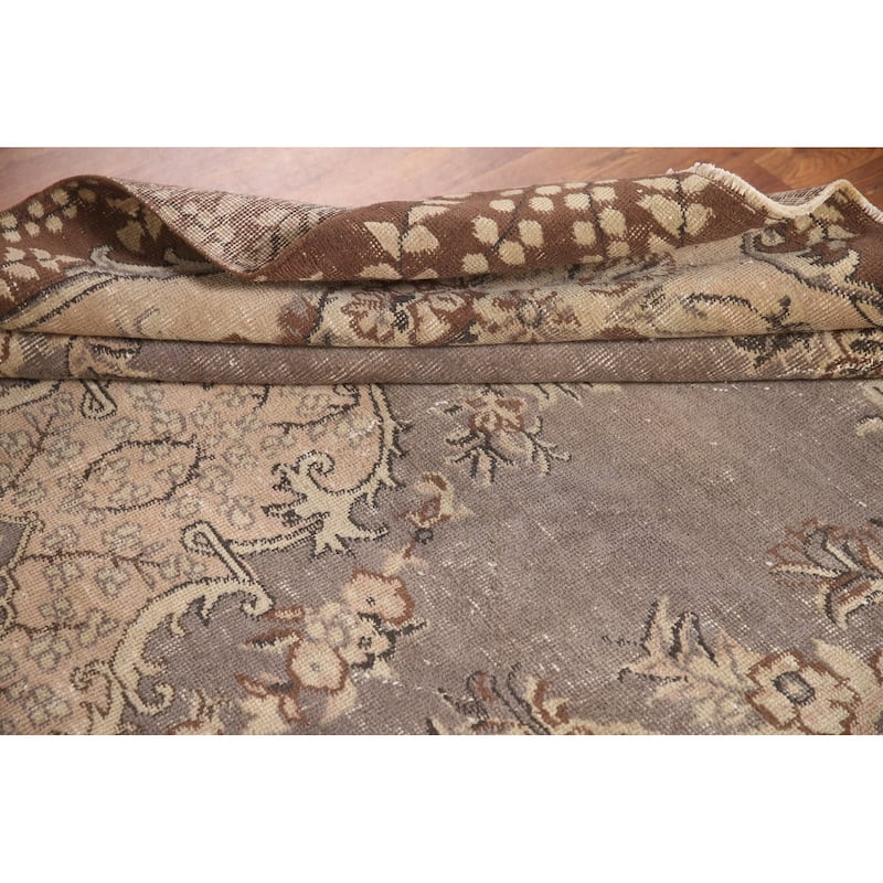 Distressed Sparta Turkish Vintage Area Rug Handmade Wool Carpet - 6'2"x 9'5"