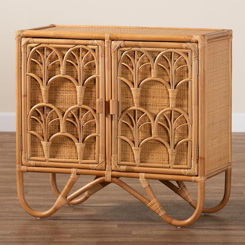 Baylor Bohemian Light Honey Rattan Storage Cabinet