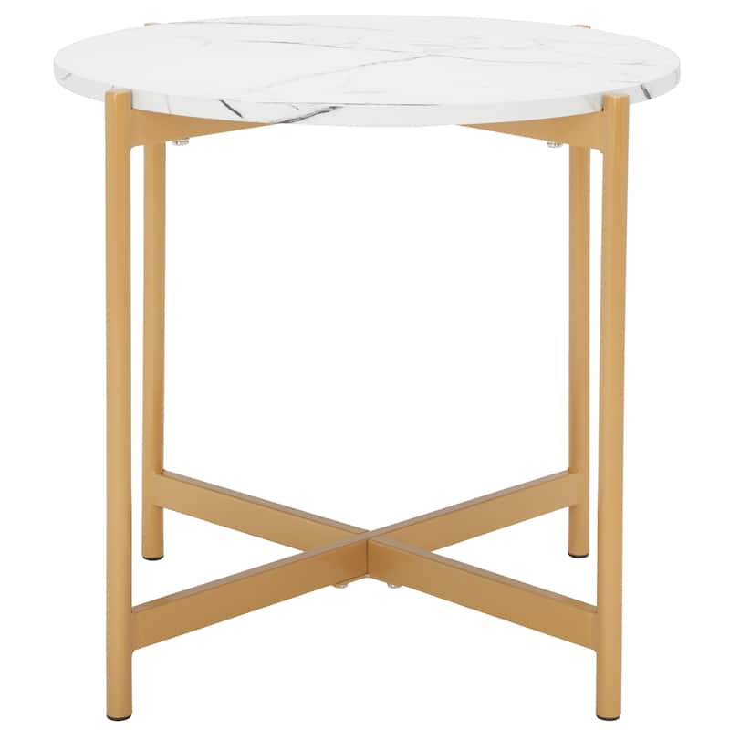 SAFAVIEH Mintie Accent Table - 20" W x 20" D x 20" H - 20Wx20Dx20H - Faux White Marble