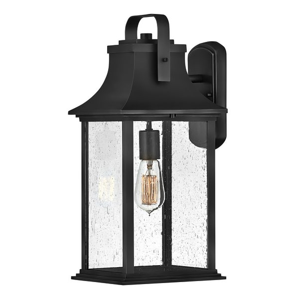 slide 1 of 1, Hinkley Lighting 19" Tall Outdoor Wall Sconce with Seedy Glass Textured Black