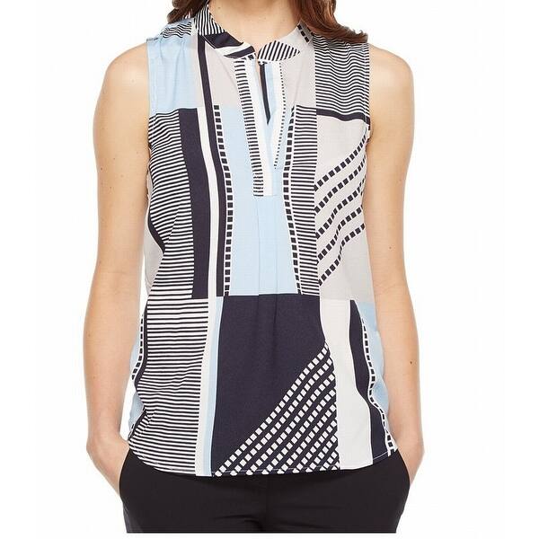 Shop Calvin Klein New Blue Women S Size Xs Printed V Neck Tank