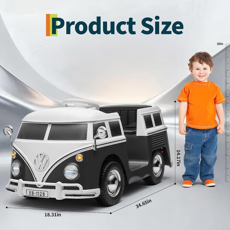 6V Electric Ride on Car, Licensed Volkswagen Ride on Bus for Kids, Pink