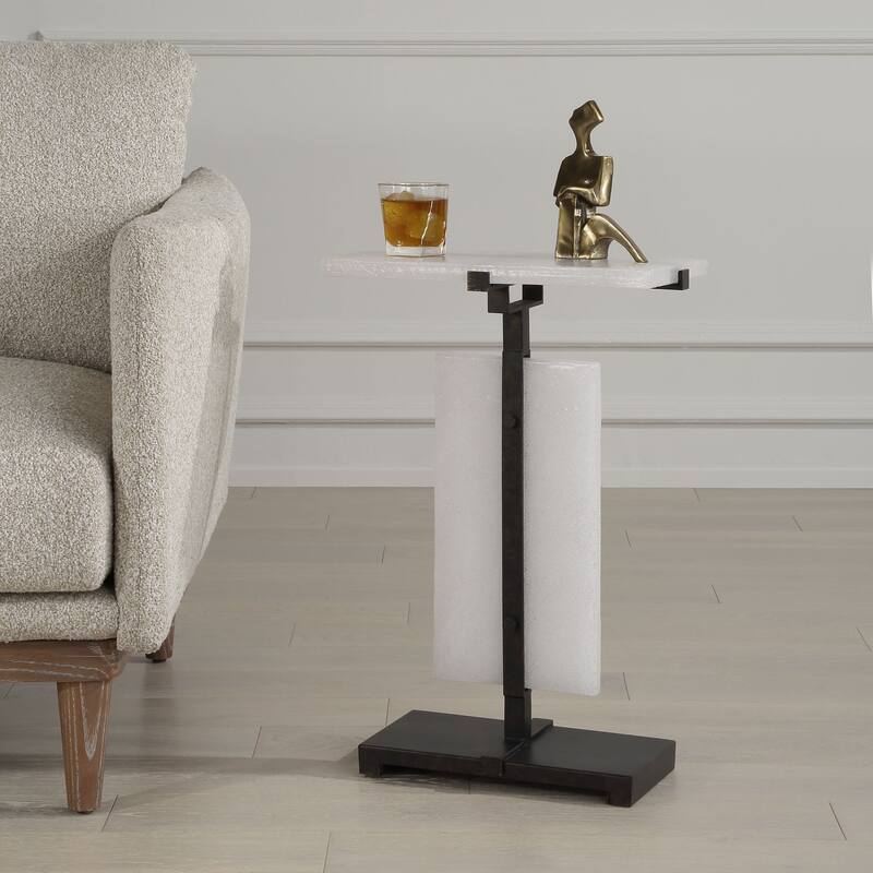 Bubble Glass Accent End Table - 24" - Bronze and White