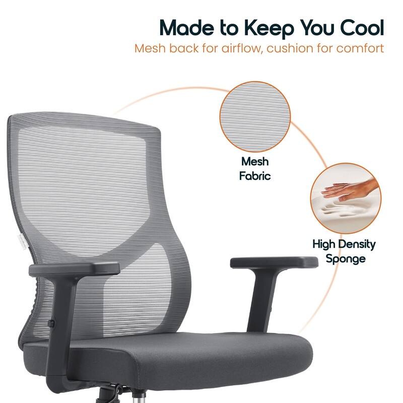 Glen Series Ergonomic Swivel Adjustable Mesh Executive Office Desk Chair with Lumbar Support, Arms, For Work or Home Office