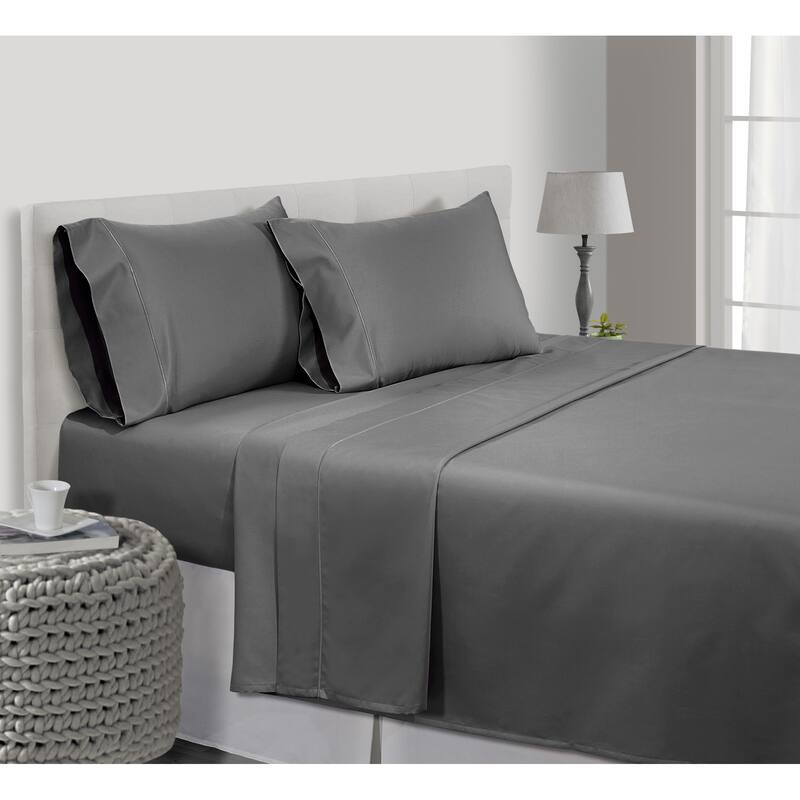 Luxury Egyptian Cotton Sateen Weave 800 TC Deep Pocket Sheet Set - Full - Charcoal