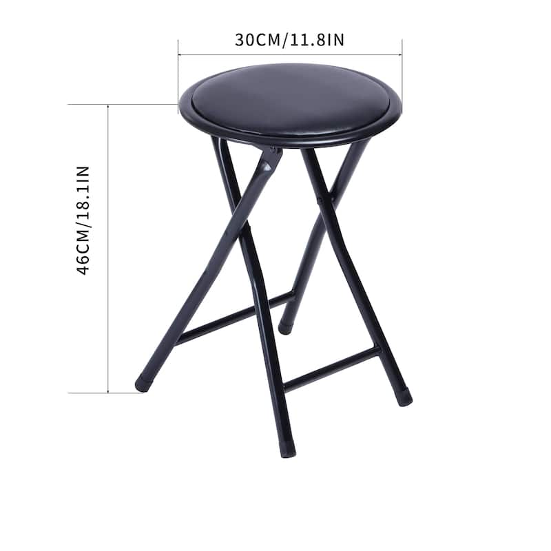 Homy Casa Outdoor Folding Barstool, Black PVC Seat, Picnic， Patio Stool