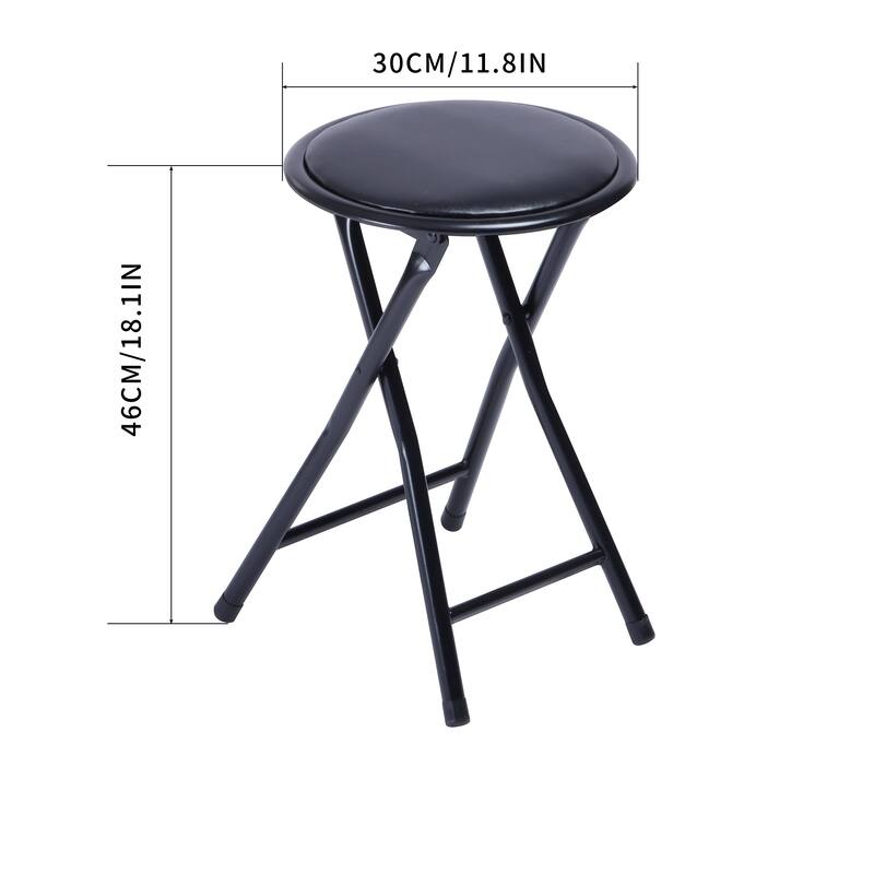 Homylin 18-Inch Folding Stool with Padded PVC Seat, Portable Foldable Metal Stool for Indoor & Outdoor Use