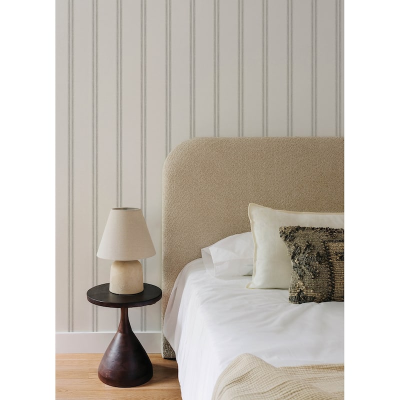 Chesapeake Johnny Charcoal Stripes Wallpaper