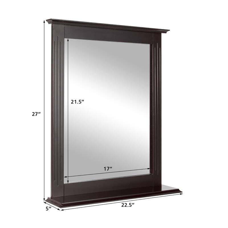 Bathroom Wall Mirror Square Makeup Hanging Mirror with Shelf