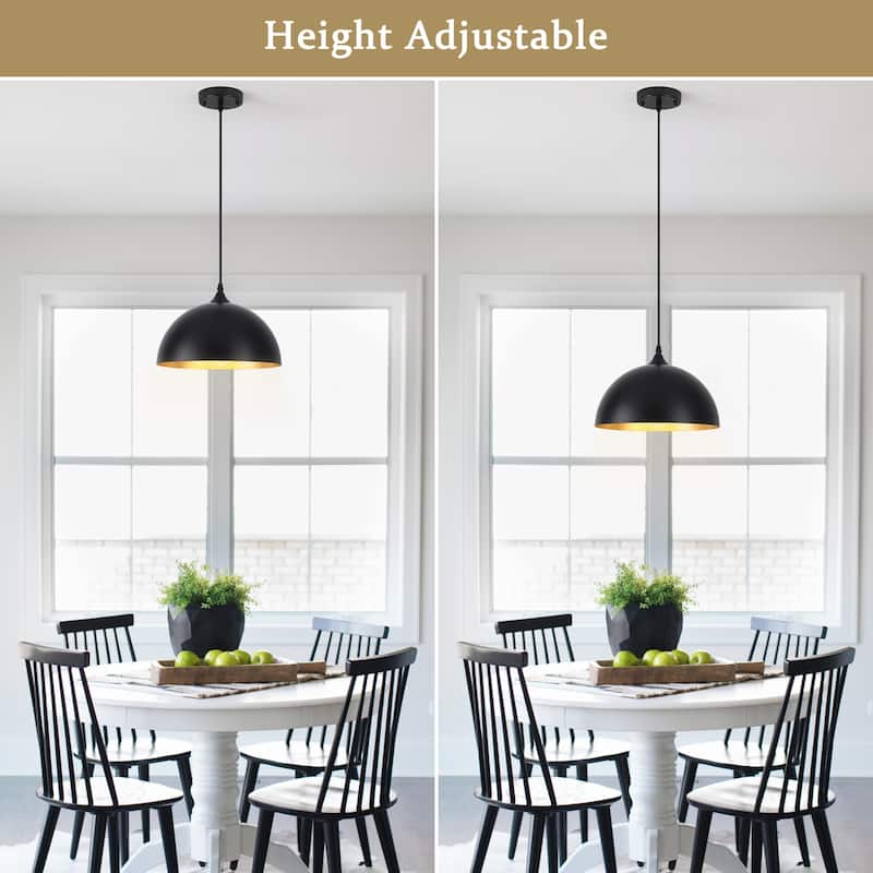 1-Light 11.81"W Metal Dome Pendant Ceiling Lights for Kitchen Island