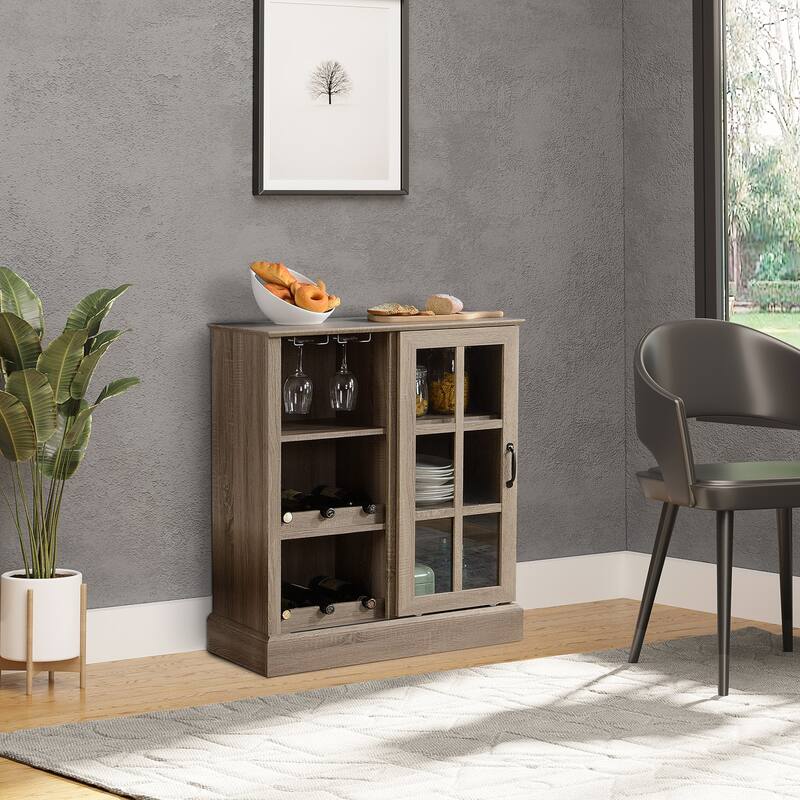 Wine Bar Cabinet Sideboard Buffet Cabinet - Brown