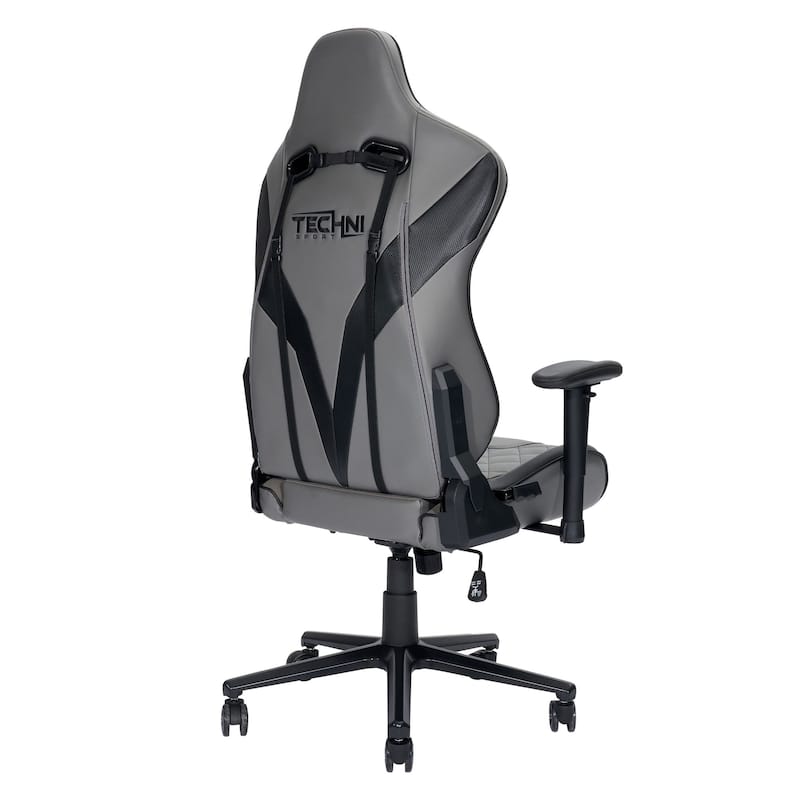 55.25" Gray Black Techni Sports XL Comfortable Gaming Chair