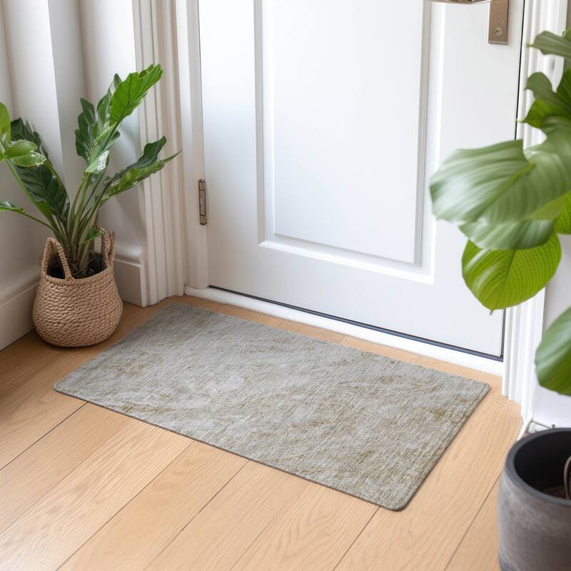 Machine Washable Indoor/ Outdoor Chantille Modern Abstract Rug - 1'8" x 2'6" - Ivory