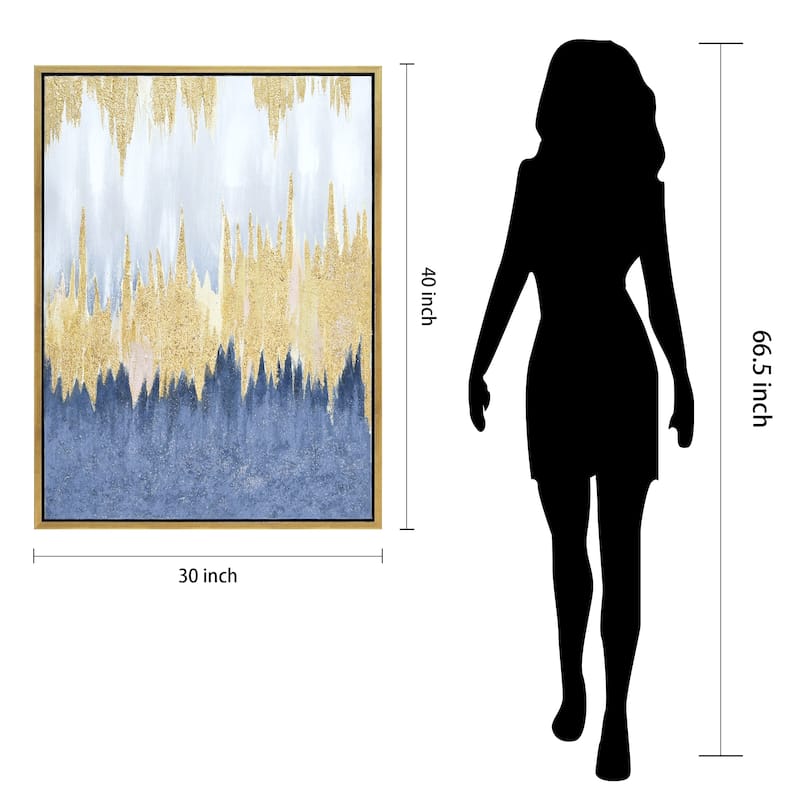 Golden Rain Textured Metallic Hand Painted Framed Wall Art by Martin Edwards