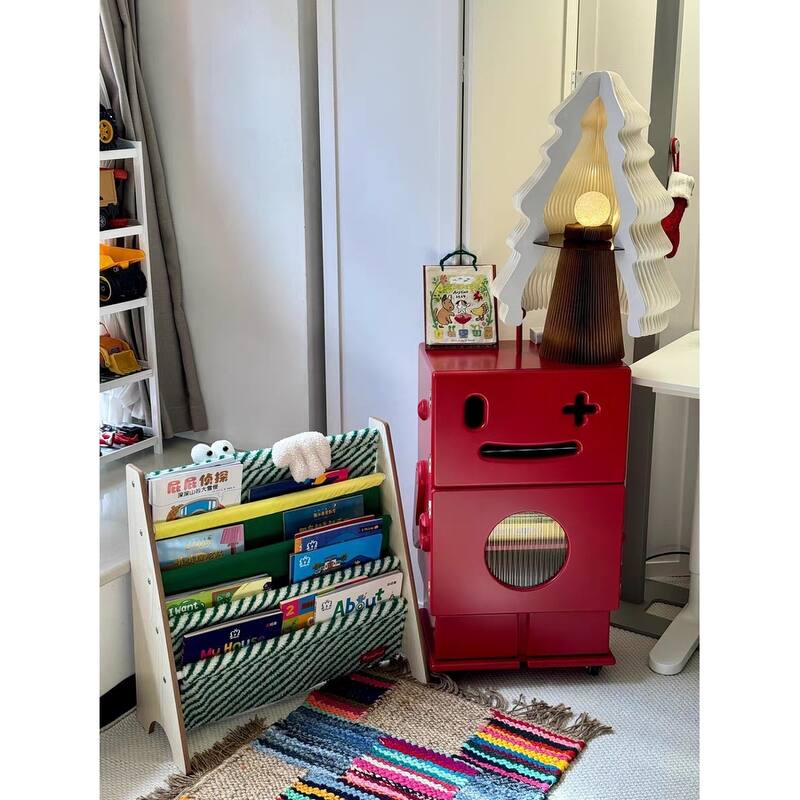 Robot Shape Nightstand, Wood Stand Storage Cabinet