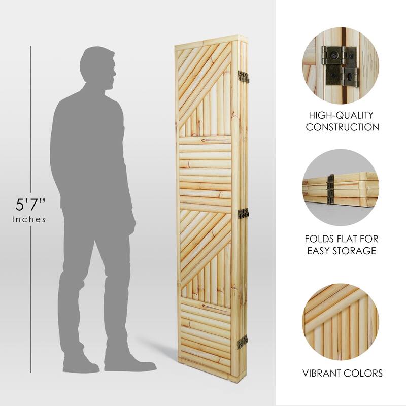 American Art Decor Double-Sided Canvas Room Divider, 4 Panels, 70" H x 63" L