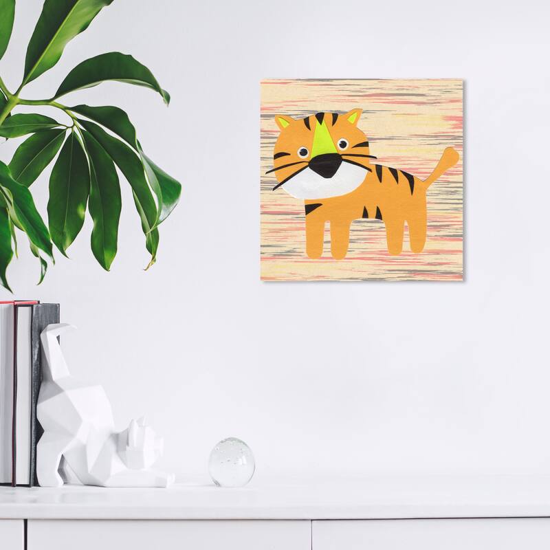Wynwood Studio Canvas Animals T for Tiger Orange and Pastel Orange Modern & Contemporary Wall Art Canvas Print - 12 x 12
