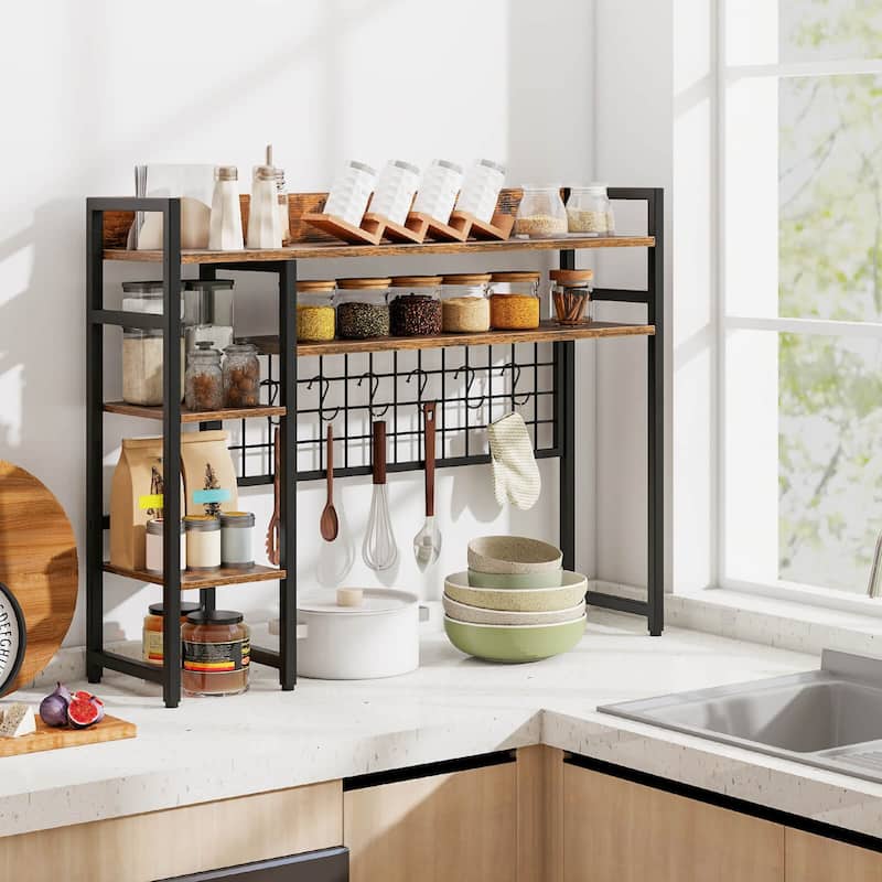 Costway Desk Shelf 4-Tier Desktop Display Rack with Metal Grid Panel & - See Details