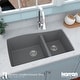 preview thumbnail 61 of 63, Karran Undermount Quartz 33 in. Double Bowl 60/40 Kitchen Sink with Bottom Grids and Strainers