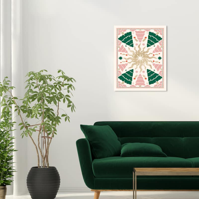 Wynwood Studio Canvas Holiday and Seasonal Scandinavian Christmas Pattern Green Glam Wall Art Canvas Print - 20 x 24