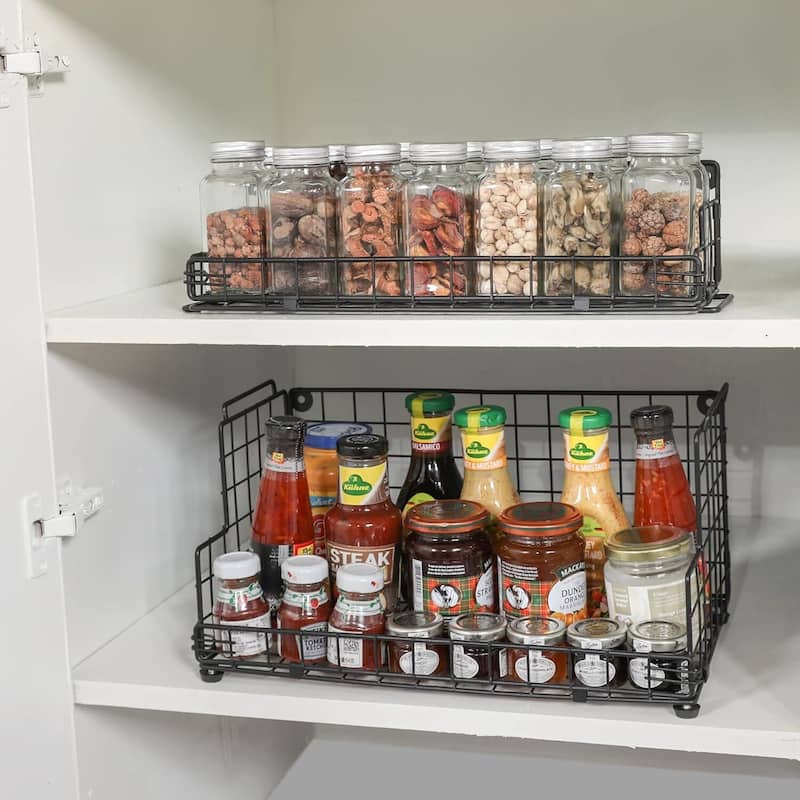 Stackable Wire Basket 3 Tier Countertop& Wall Mounted Metal Storage Basket