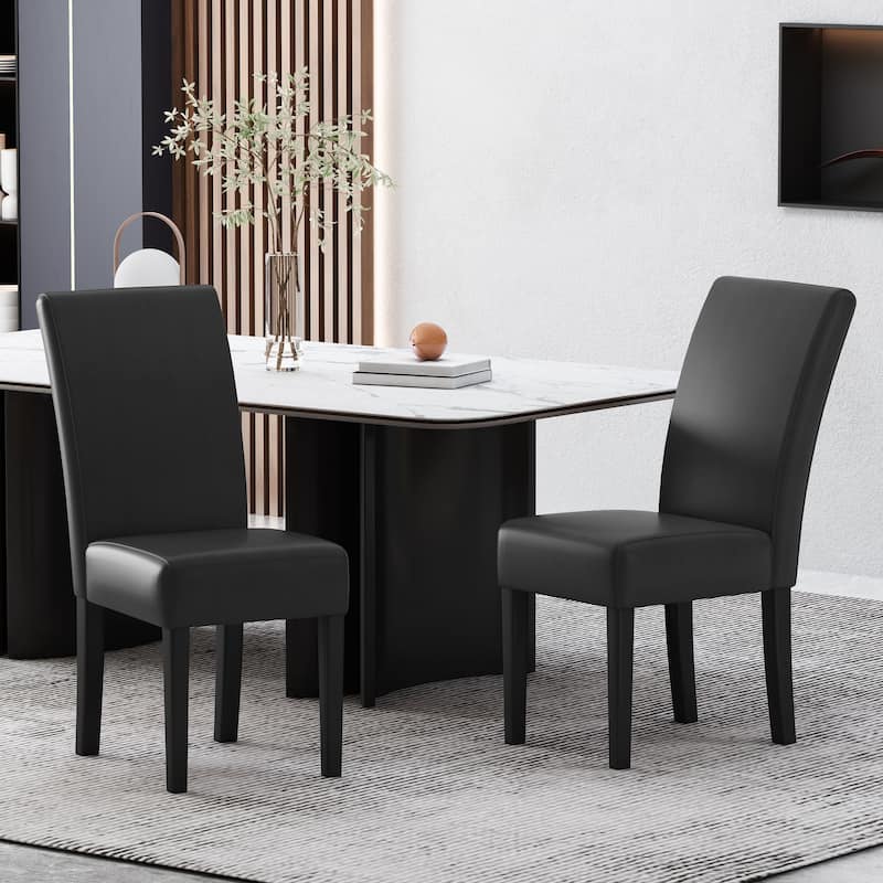 Modern Set of 2 Dining Chairs with Backrest Upholstered Seat, Rubberwood Legs for Dining Room Living Room and Bedroom