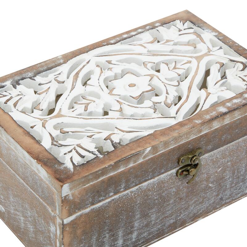 Wood Handmade Box with Hinged Lid (Set of 3)