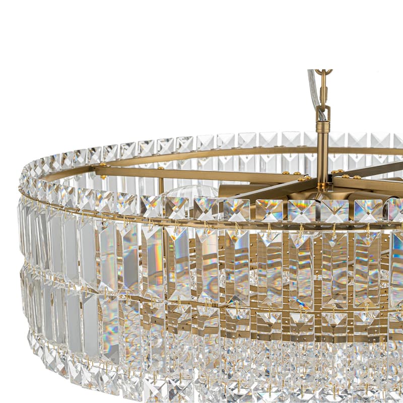 8-Lights Modern Drum Crystal Chandelier Round Dining Room Light Fixture