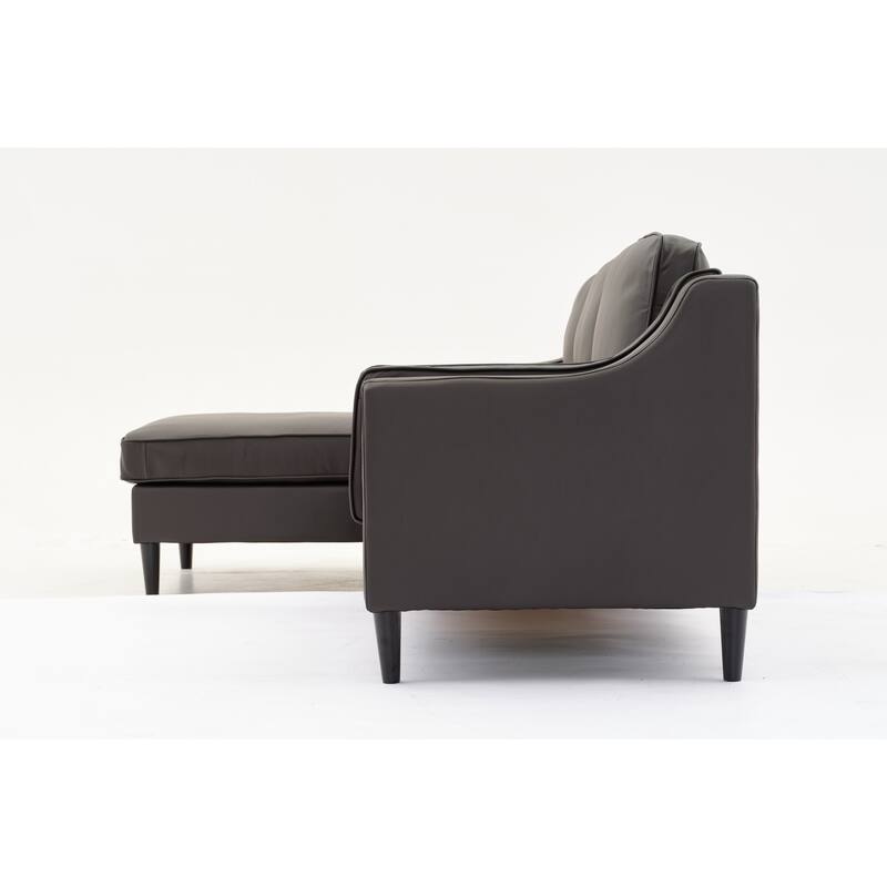94.5" Genuine Leather L-Shaped Sectional Sofa with Left Chaise & Modern Design