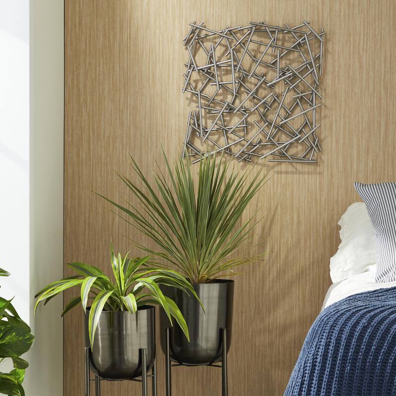 Metal Geometric Overlapping Lines Home Wall Decor - Brown or Silver - CosmoLiving by Cosmopolitan