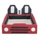 preview thumbnail 6 of 16, Unique design Wooden Twin Size Race Car-Shaped Kids Bed Platform Bed with Wheels, Red