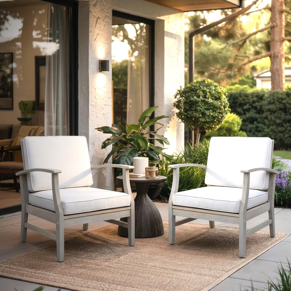 Perla Outdoor Acacia Wood Club Chair (Set of 2) by Christopher Knight Home