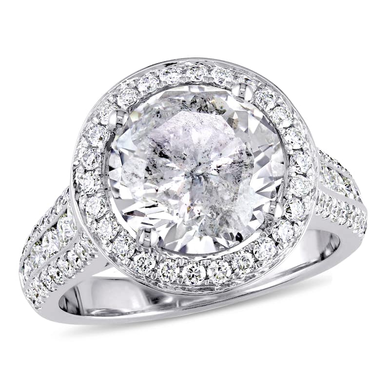Miadora 4 9/10ct TDW Diamond Halo Engagement Ring in 14k White Gold
